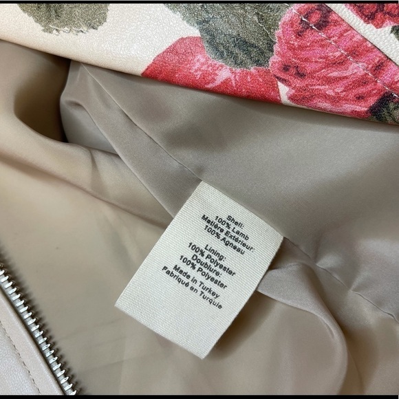 New L’agence Rose Print Leather Biker Jacket In Dawn Rosewood Size S - Picture 16 of 16
